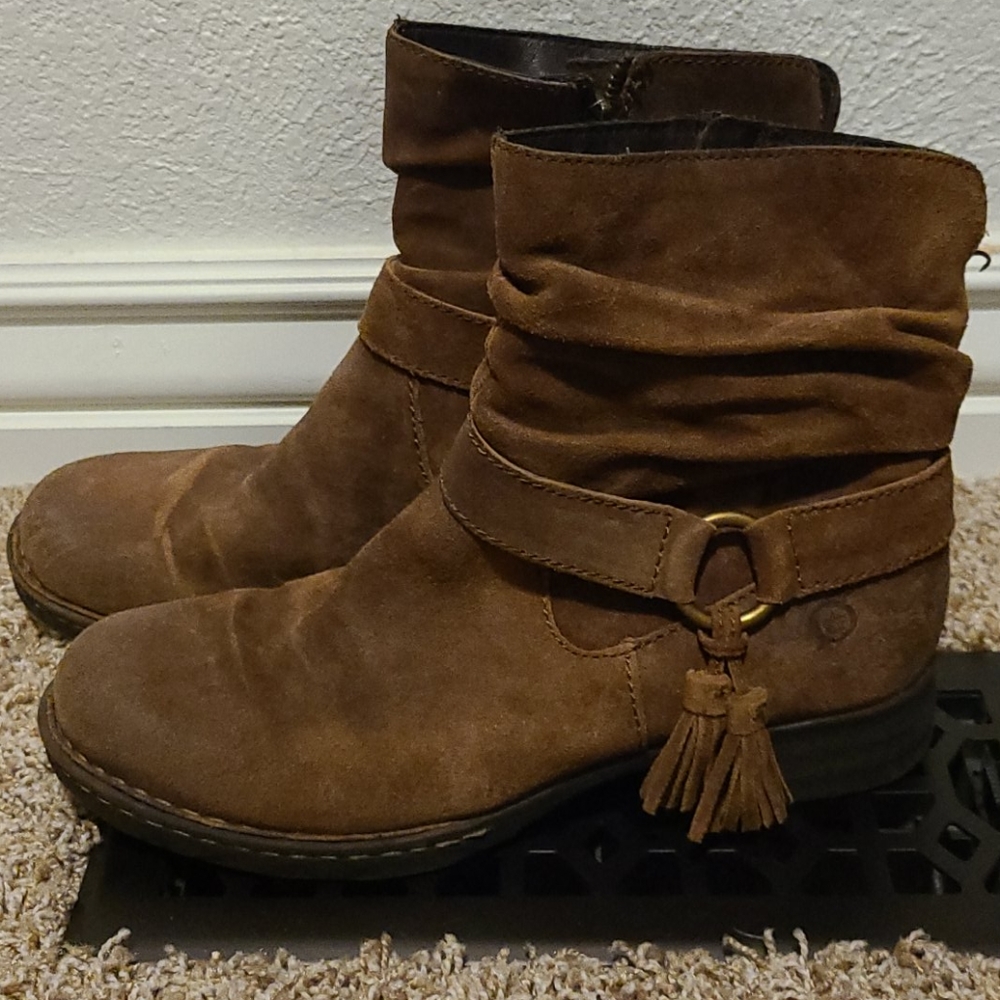 Brown Born Booties Size 8